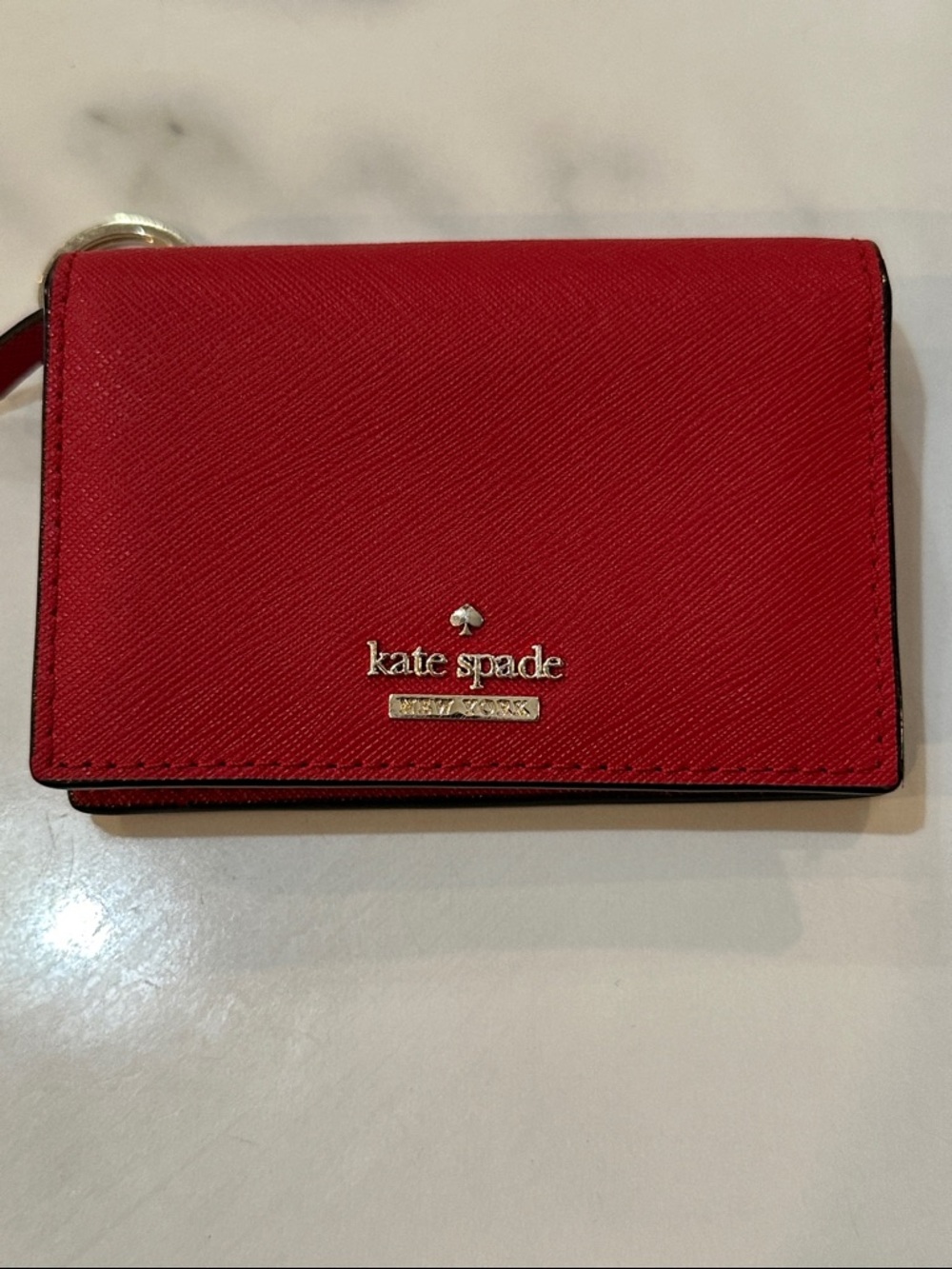 kate spade Red Leather  Compact Bifold Wallet with Gold Logo